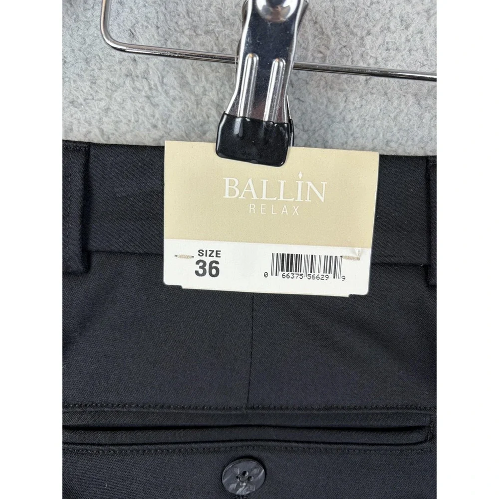 Ballin Relax Pants Mens 36x29 Black Cotton Stretch Pleated Dress Business Men